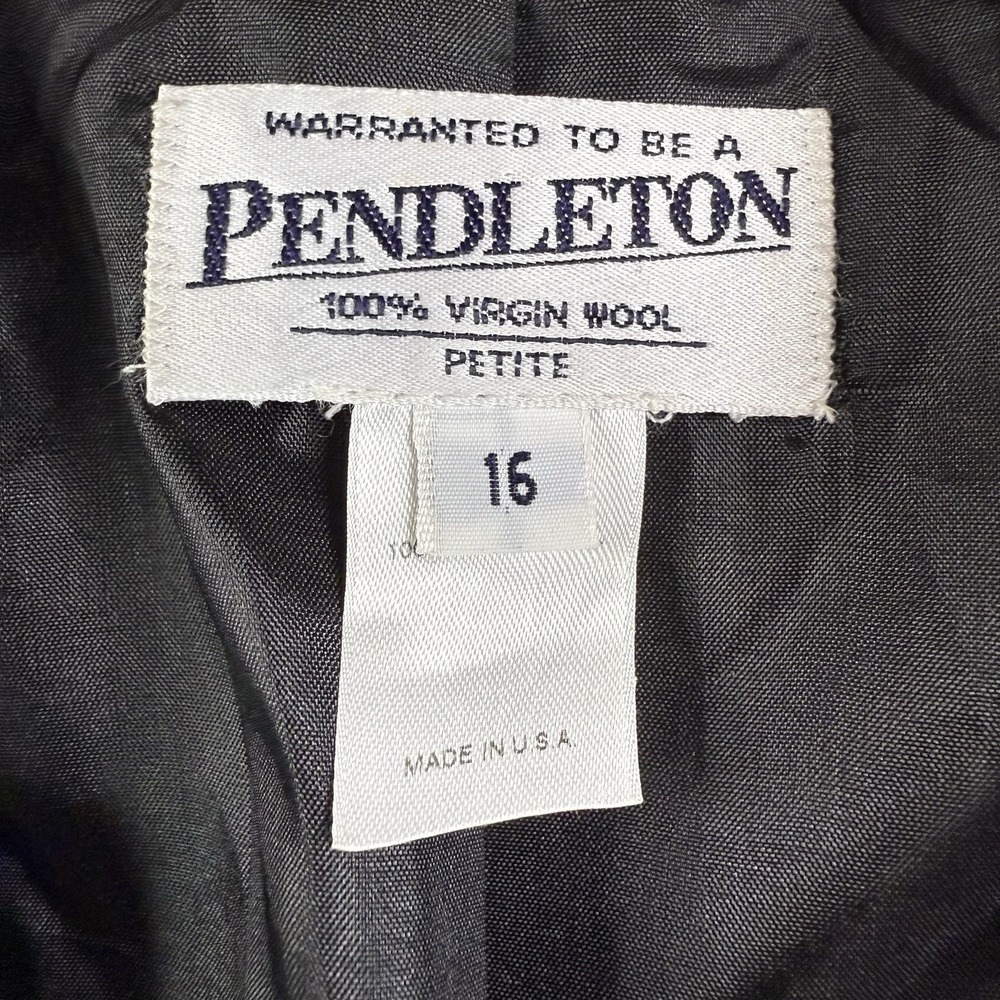 Pendleton Blazer Womens 16P Black Gray Plaid Virgin Wool Heritage USA Classic - Picture 2 of 11